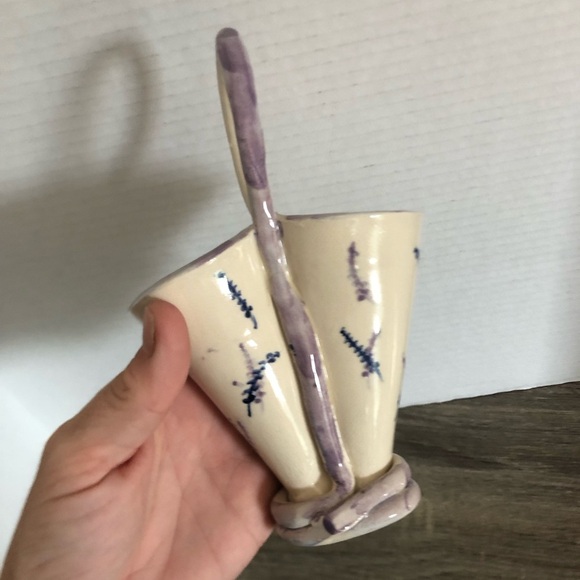 Handmade Pottery Double Vase with Handle - Picture 3 of 10